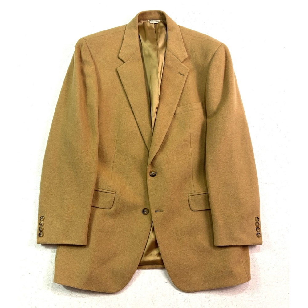 Bill Blass 44L Tan 100% Camel Hair Blazer Jacket Sport Suit Coat USA Classic